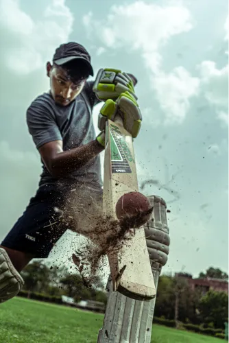 Batsman hitting a ball during a cricket game