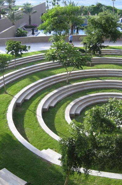 Dhvani open-air amphitheatre with curved grass steps