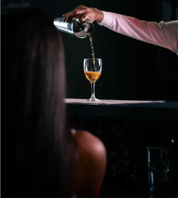 Cocktail on the bar counter at Sportico Resorts near Bangalore