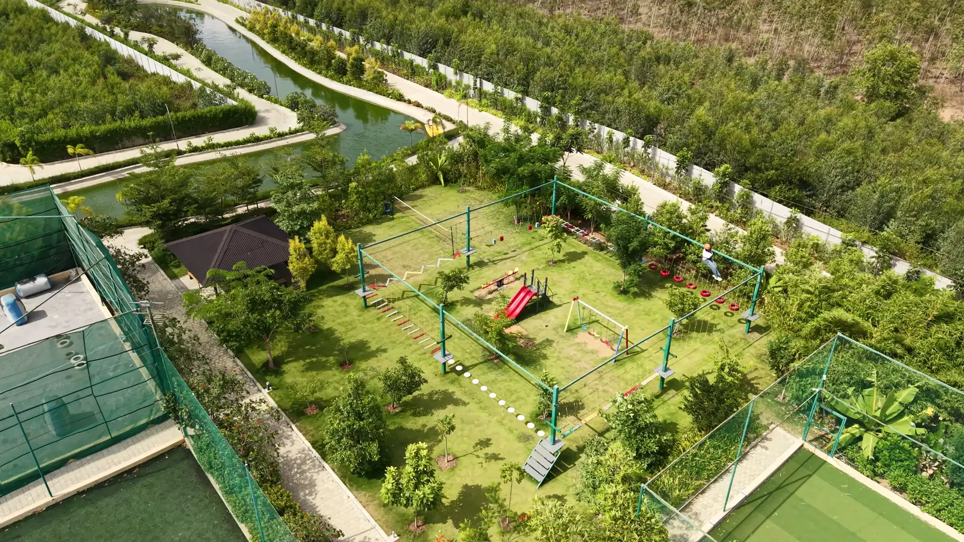 Kids' play area and rope course at Sportico Resorts