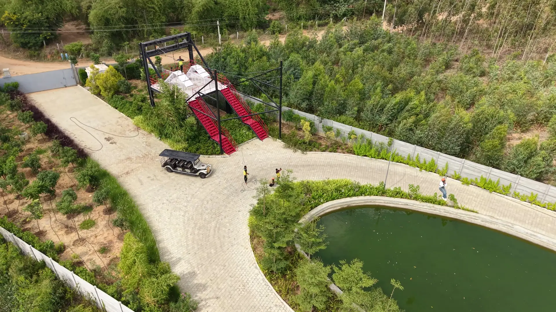 Zipline platform at Sportico Resorts adventure zone