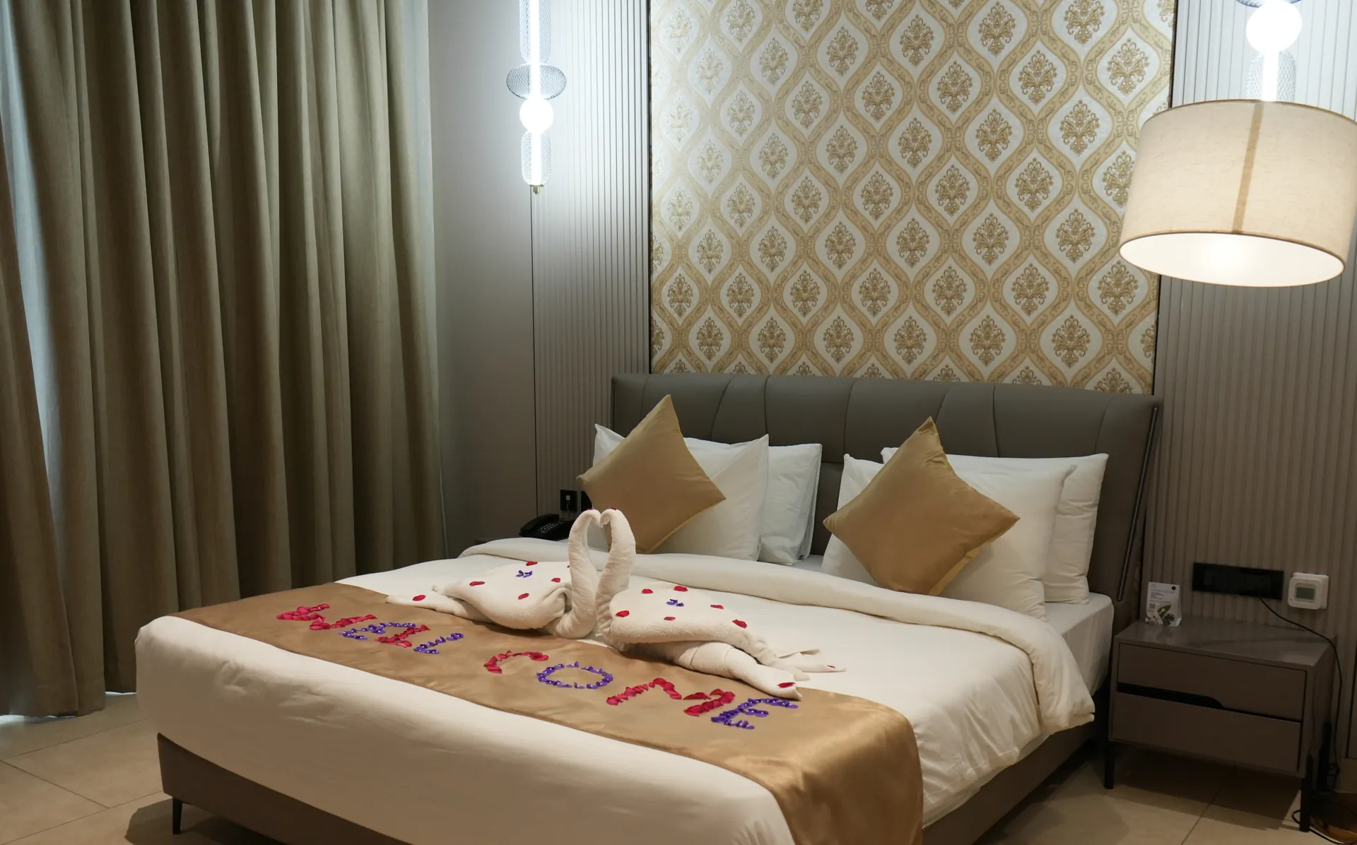 Decorated suite welcome for couples at Sportico Resorts